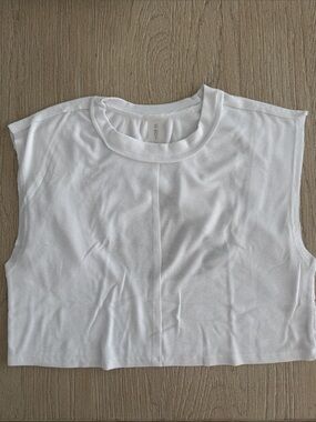 AS Revival Women’s White Ribbed Sleeveless Crop Tee